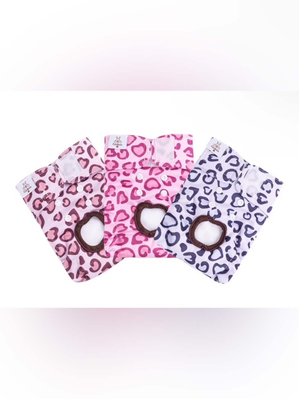 Cutebone leopard reusable diapers. 3 pack. Medium